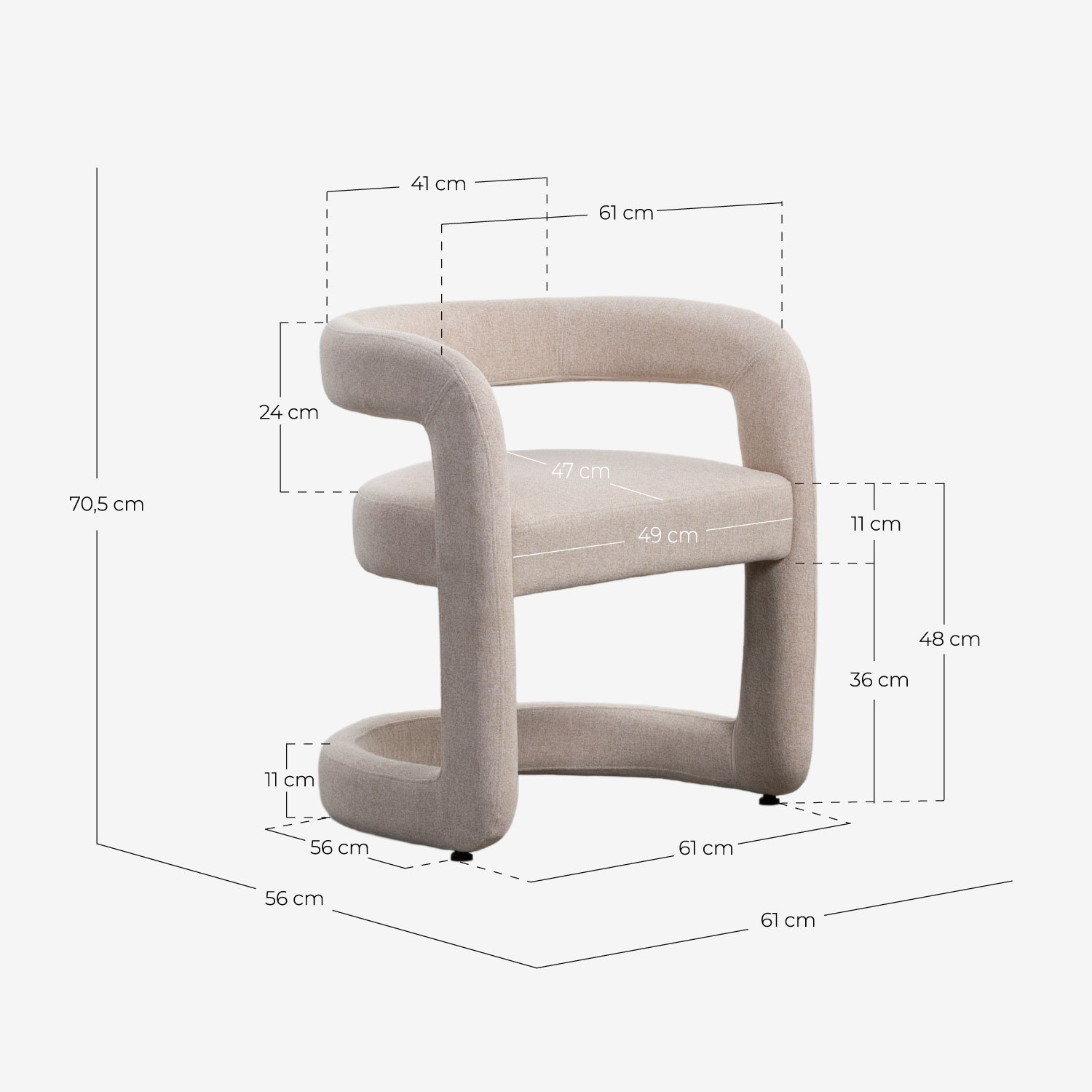 Chaise de Salle à Manger en Tissu Winsi, dimensions