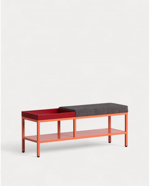 Banc à Chaussures avec Rangement 100x30 cm en Acier Laminé Bruck - Orange Terra