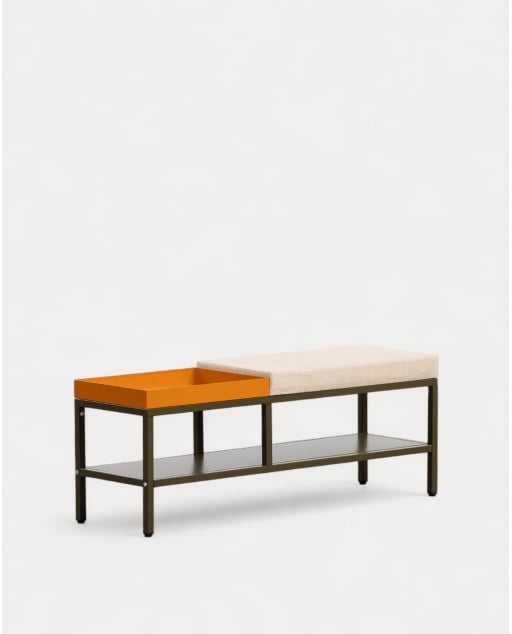 Banc à Chaussures avec Rangement 100x30 cm en Acier Laminé Bruck - Vert Nori