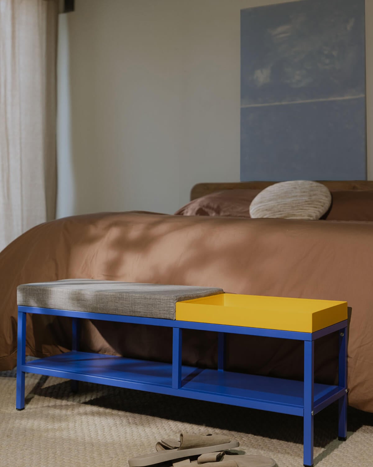 Banc à Chaussures avec Rangement 100x30 cm en Acier Laminé Bruck, image de la gelerie 2