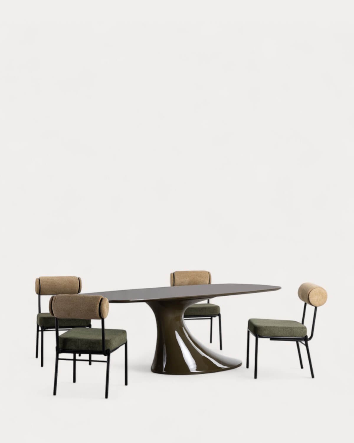 Set de Table à Manger Rectangulaire en Bois (220x100 cm) Cool Flawas et 4 Chaises en Tissu Elin, image de la gelerie 1