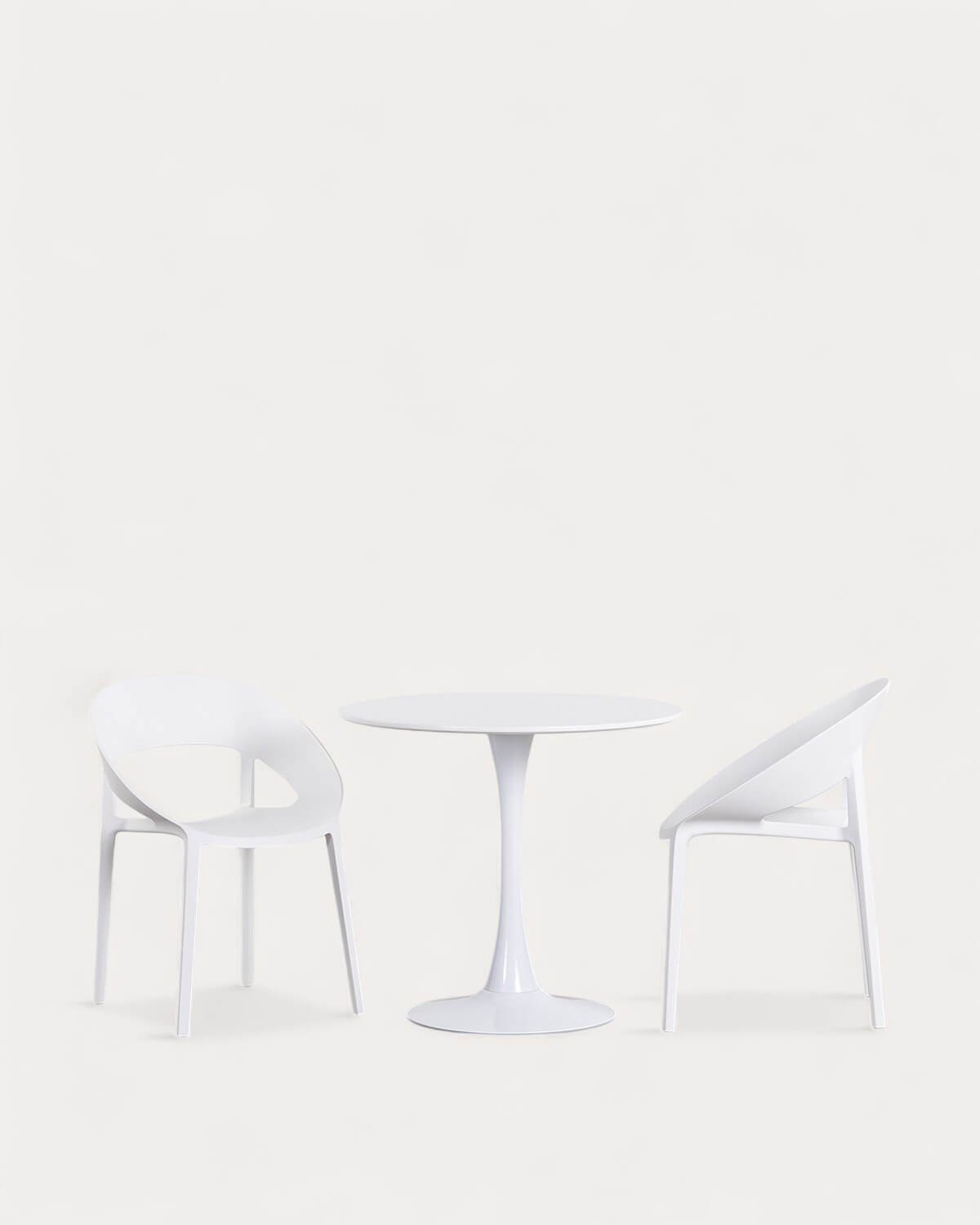 Set de Table Table à Manger Ronde en Bois (Ø80 cm) Chess et 2 Chaises en Polypropylène Lara , image de la gelerie 2