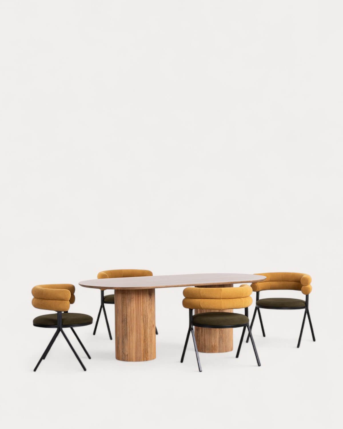 Ensemble Table à Manger en Bois (200x100 cm) Viena et 4 Chaises en Tissu Aixa, image de la gelerie 1