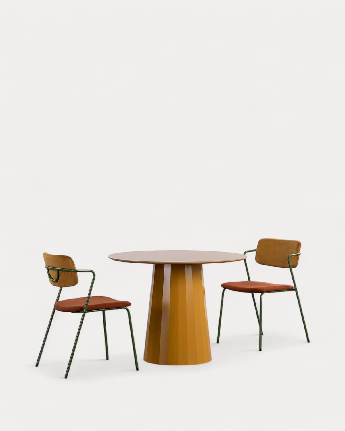 Ensemble Table à Manger Ronde (Ø100 cm) Irem et 2 Chaises en Tissu Irun, image de la gelerie 1