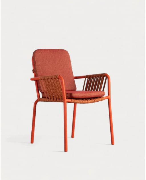 Pack 4 Chaises de Salle à Manger avec Accoudoirs en Aluminium et Corde Drian