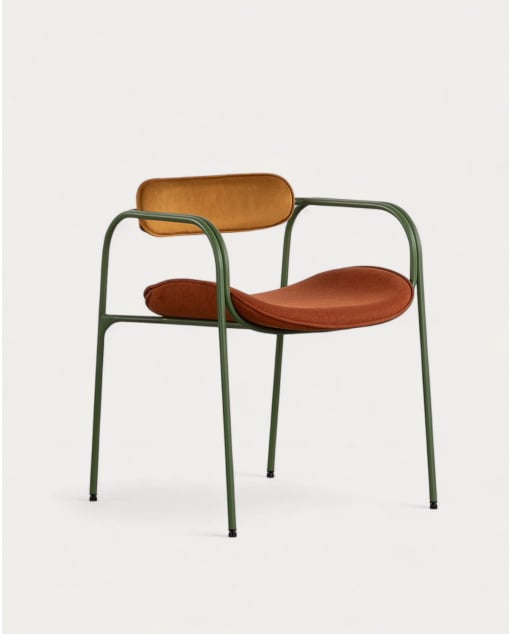 Pack de 4 Chaises de Salle à Manger avec Accoudoirs en Velours et Tissu Ilan