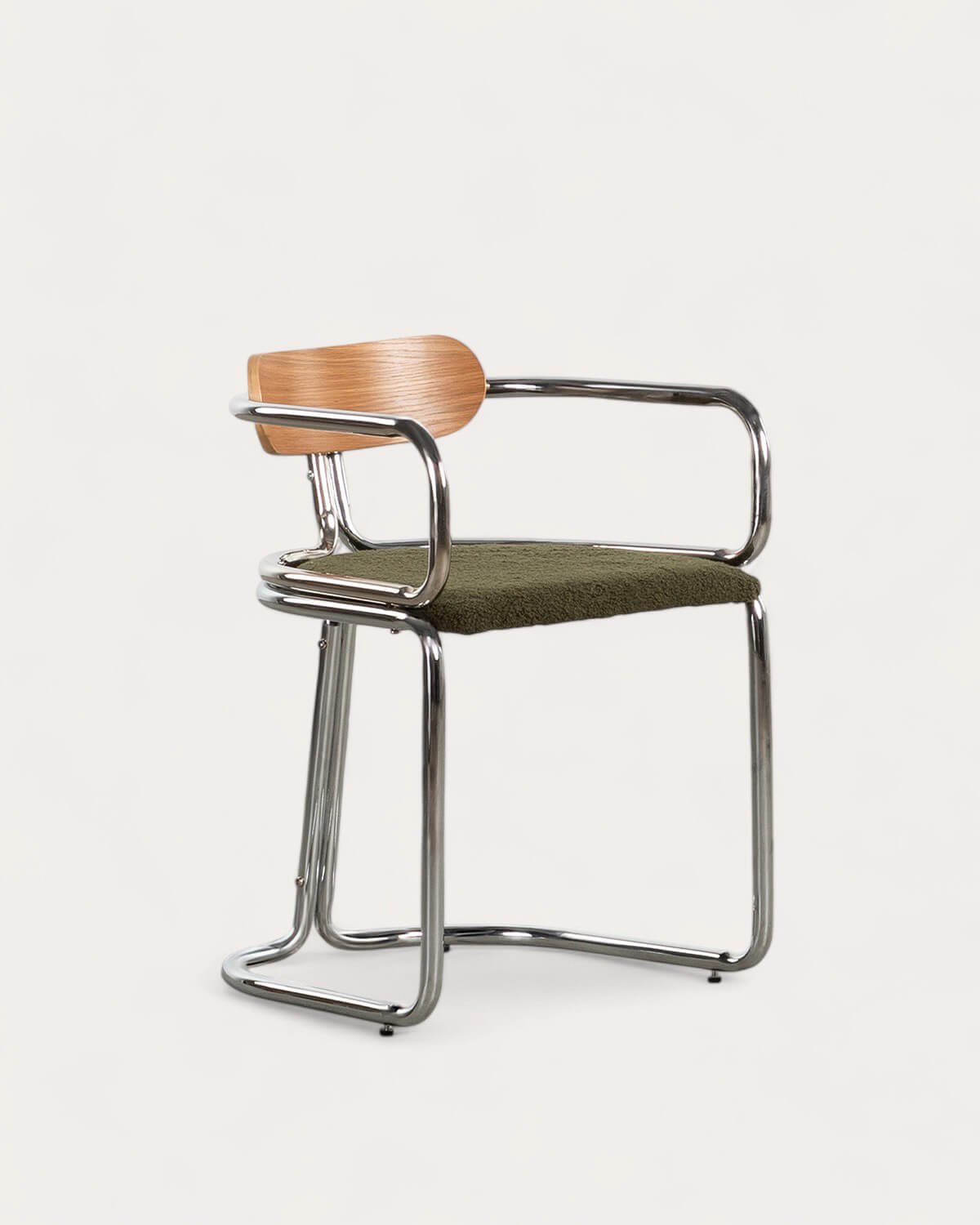 Chaise de Salle à Manger avec Tissu Bouclé et Accoudoirs en Bois Teba, image de la gelerie 1