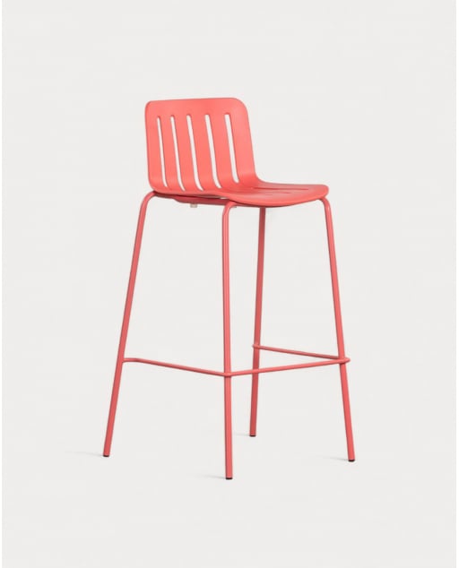 Pack 4 Tabourets Hauts d'Extérieur en Polypropylène et Métal (74 cm) Romi