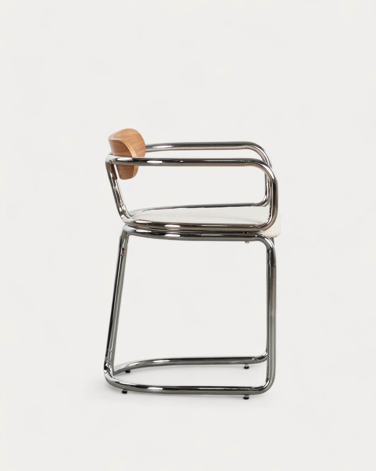 Pack 4 Chaises de Salle à Manger avec Accoudoirs en Tissu Bouclé et Bois Teba , image de la gelerie 4