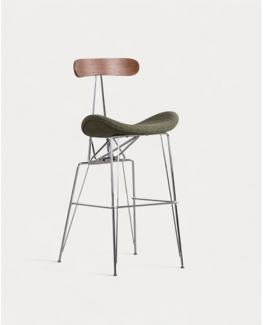 Lot de 4 tabourets hauts en tissu et bois (75 cm) Brunela