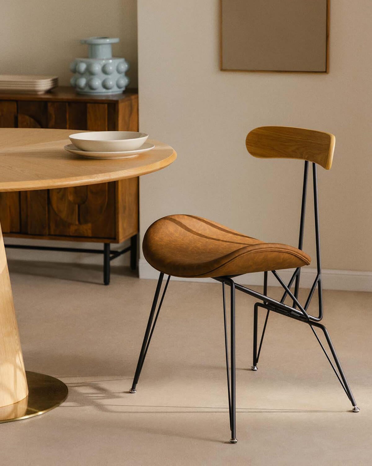 Pack 4 Chaises de Salle à Manger en Simili Cuir et Bois Brunela, image de la gelerie 2