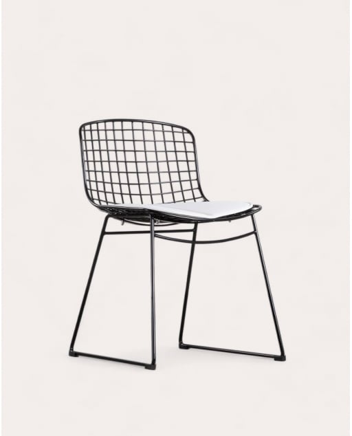 Chaise de Salle à Manger en Métal Aras à Dossier bas - Noir