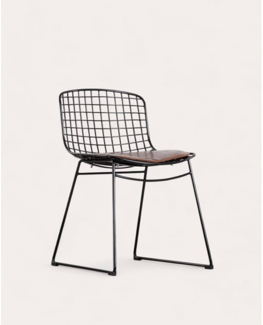 Chaise de Salle à Manger en Métal Aras à Dossier bas - Noir