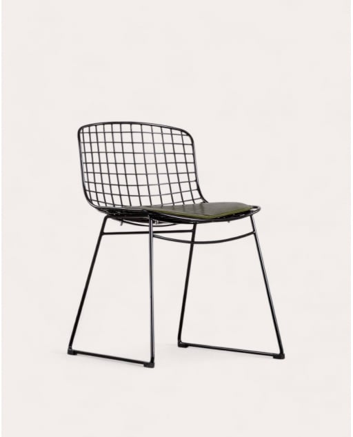 Chaise de Salle à Manger en Métal Aras à Dossier bas - Noir