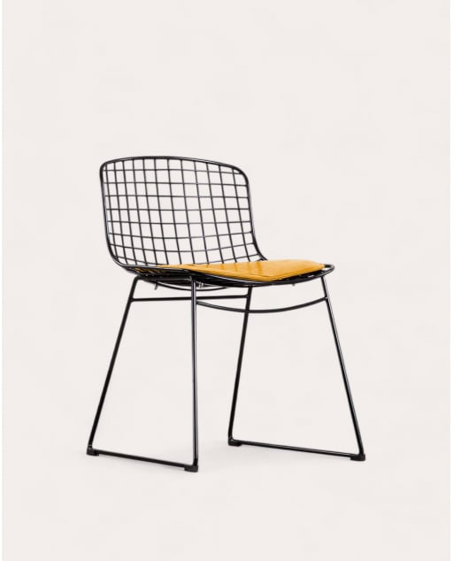 Chaise de Salle à Manger en Métal Aras à Dossier bas - Noir