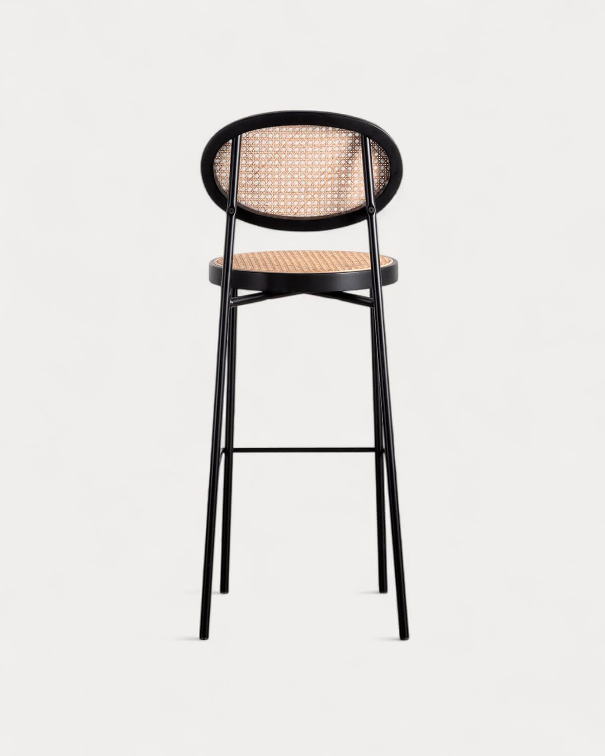 Pack 2 Tabourets Hauts en Rotin Naturel et Métal (75 cm) Vili, image de la gelerie 5