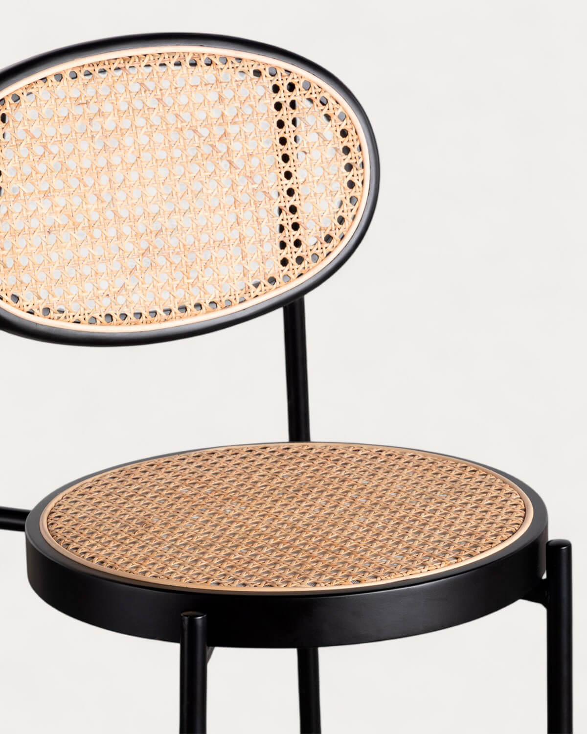 Pack 4 Tabourets Hauts en Rotin Naturel et Métal (75 cm) Vili, image de la gelerie 6