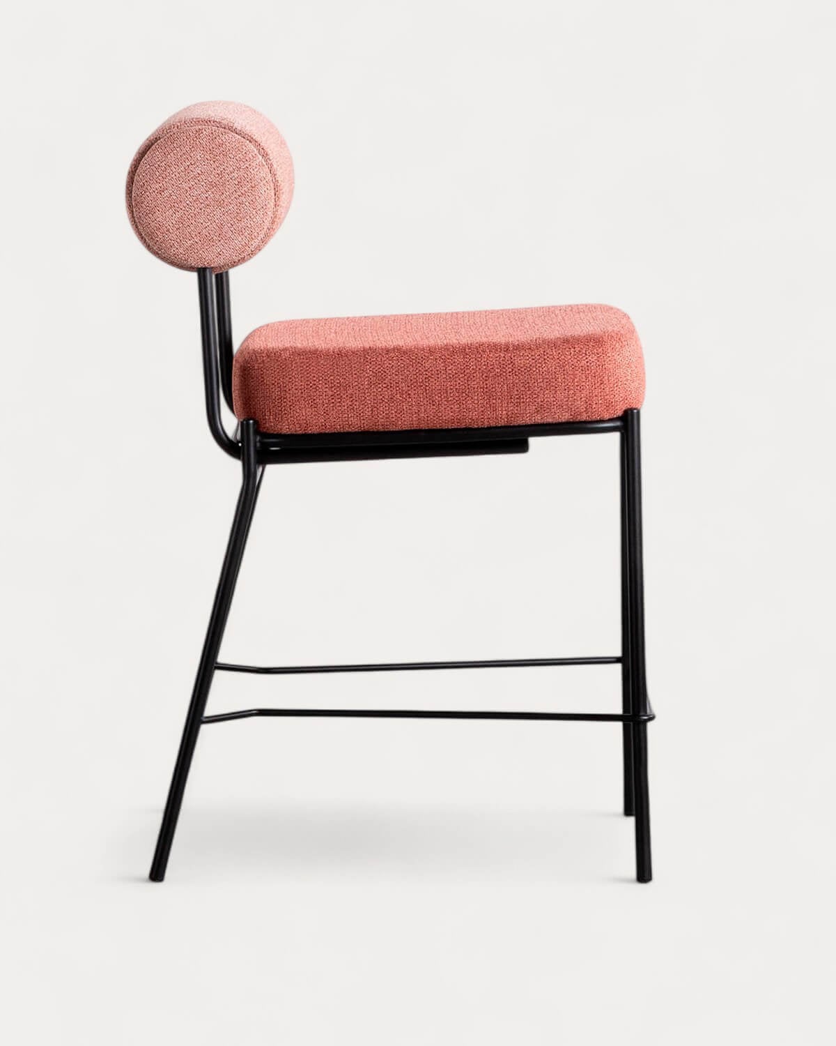 Tabouret de bar 65 cm en tissu et métal Elin, image de la gelerie 4