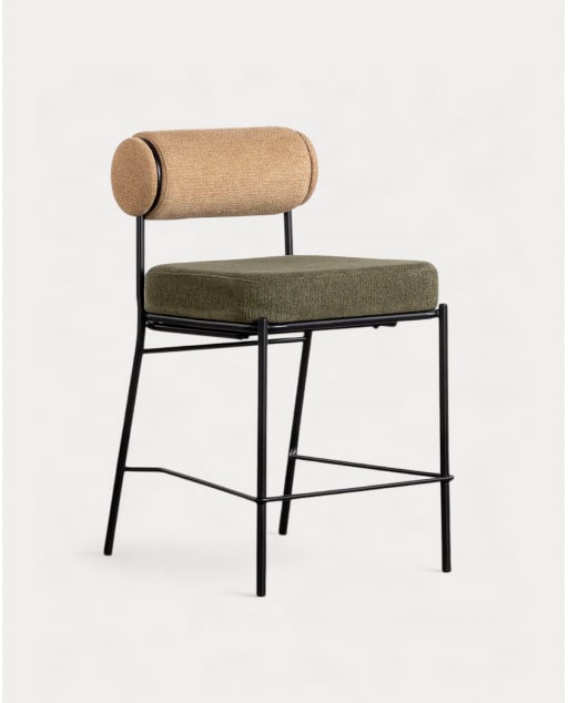 Pack 2 Tabourets Hauts en Métal et Tissu (64,5 cm) Elin