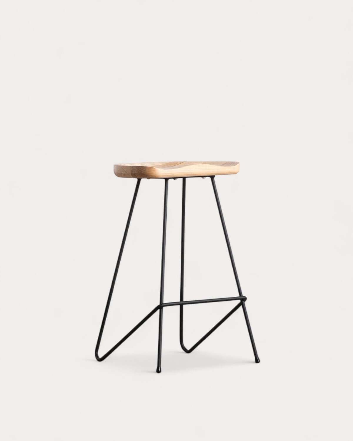 Tabouret Haut en Bois et Métal (67,5 cm) Roses , image de la gelerie 1