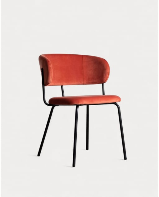 Pack 4 Chaises de Salle à Manger en Velours et Métal Bonse