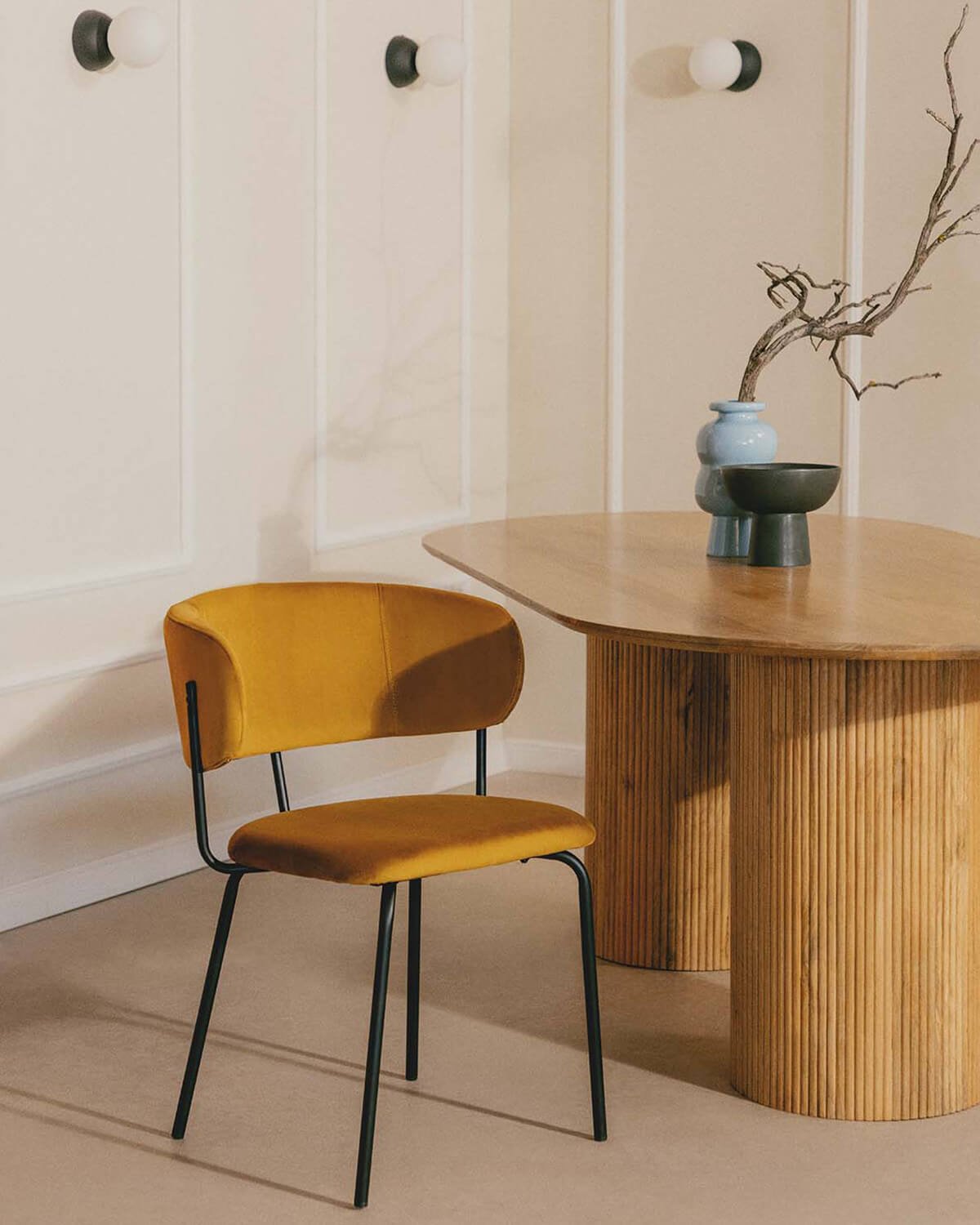 Pack 4 Chaises de Salle à Manger en Velours et Métal Bonse, image de la gelerie 2