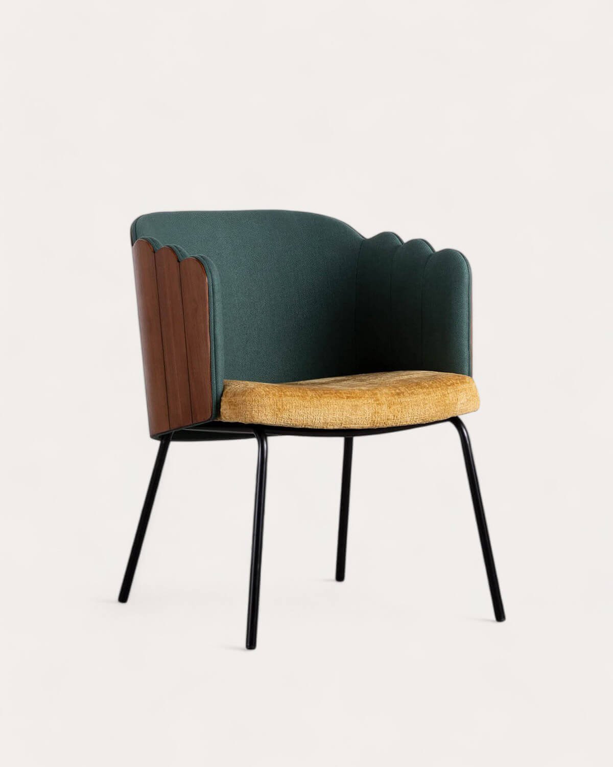 Chaise de Salle à manger en Bois et Tissu Rene, image de la gelerie 1
