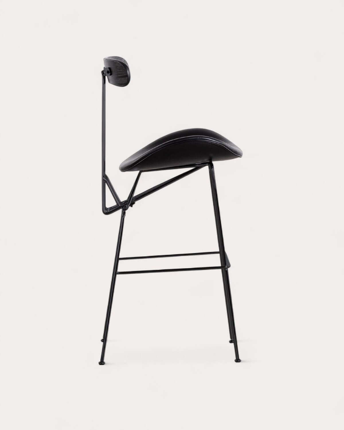 Tabouret Haut en Simili Cuir et Bois (76 cm) Brunela, image de la gelerie 2