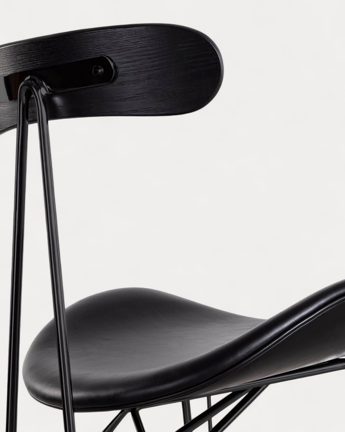 Tabouret Haut en Simili Cuir et Bois (76 cm) Brunela, image de la gelerie 4