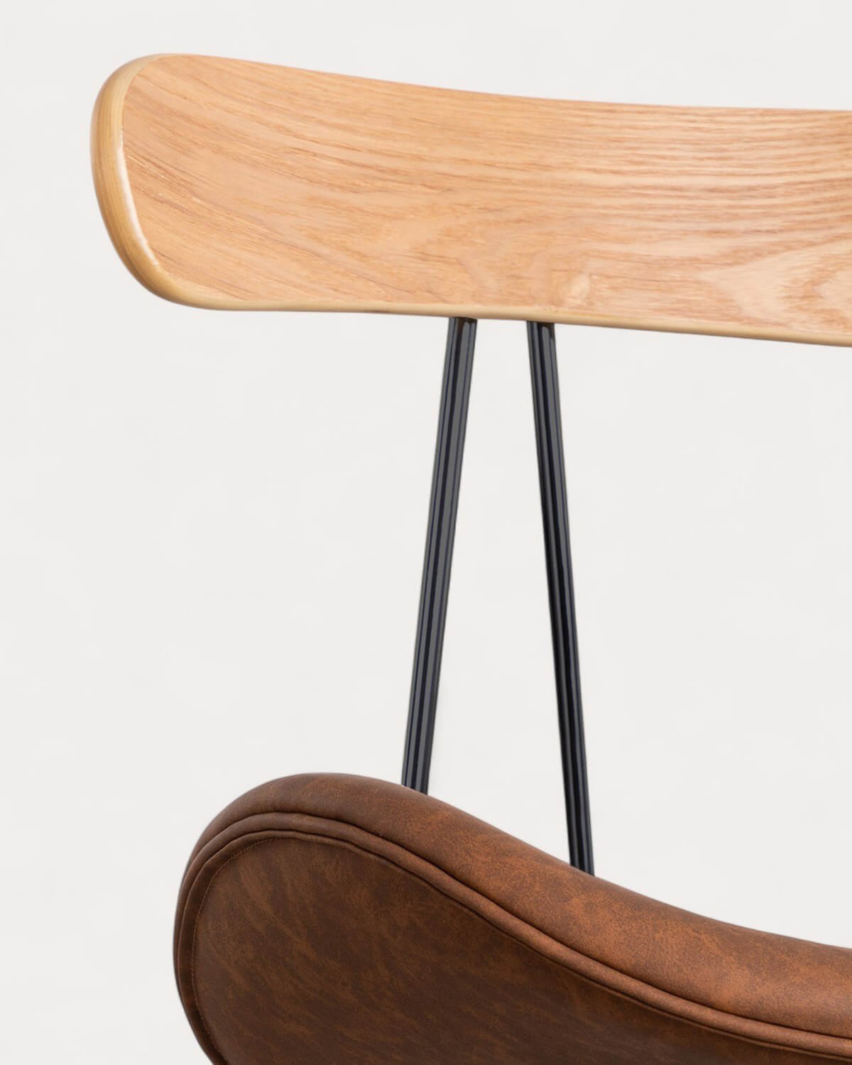 Tabouret Haut en Simili Cuir et Bois (76 cm) Brunela, image de la gelerie 5