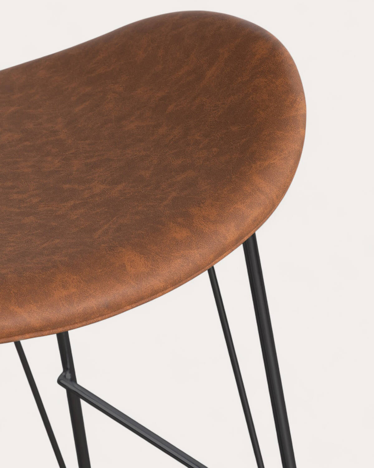 Tabouret haut Brunela en similicuir et bois (75 cm), image de la gelerie 6