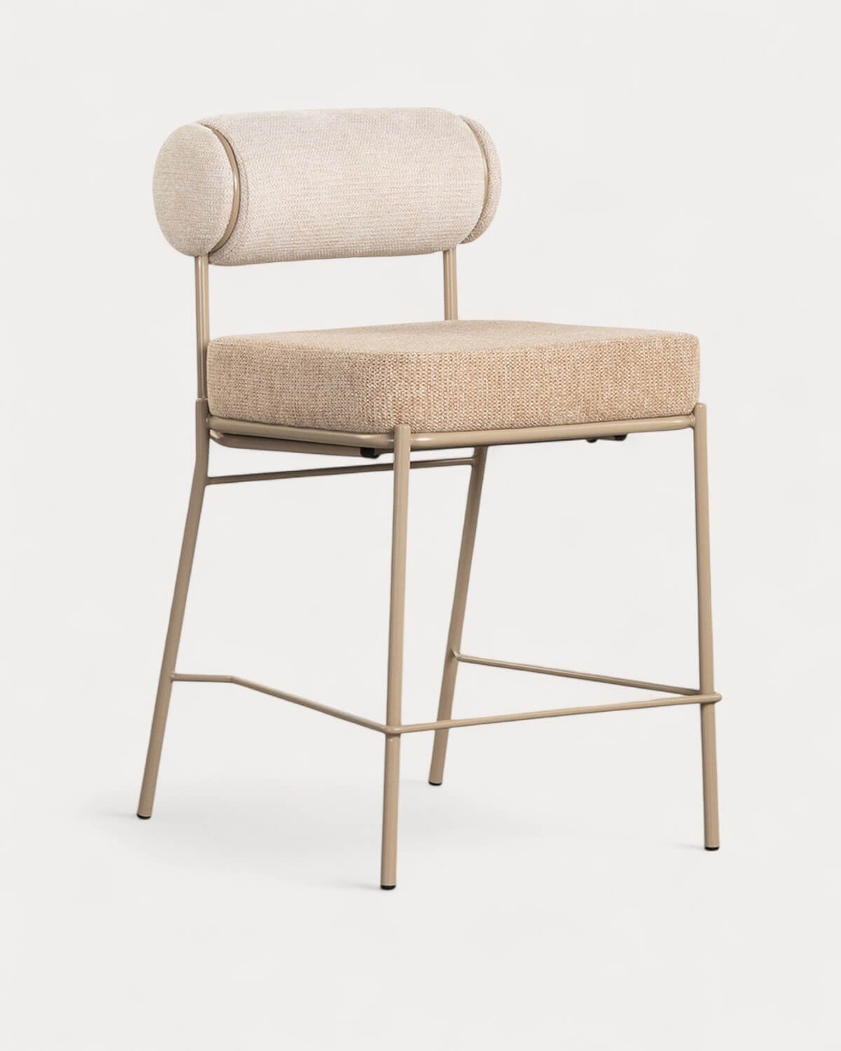 Pack 2 Tabourets Hauts en Tissu et Métal (64,5 cm) Elin Soft, image de la gelerie 1