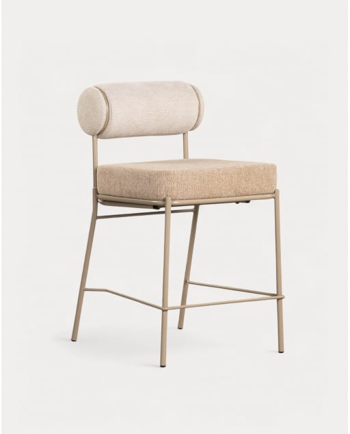 Pack 2 Tabourets Hauts en Tissu et Métal (64,5 cm) Elin Soft