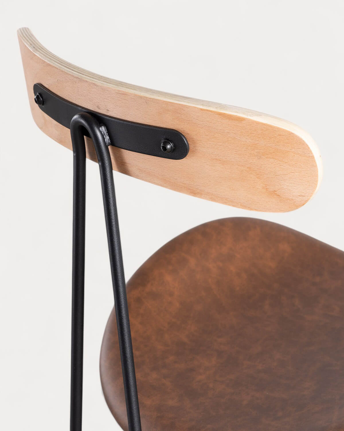 Tabouret Haut en Similicuir et Bois (76 cm) Antonela, image de la gelerie 4