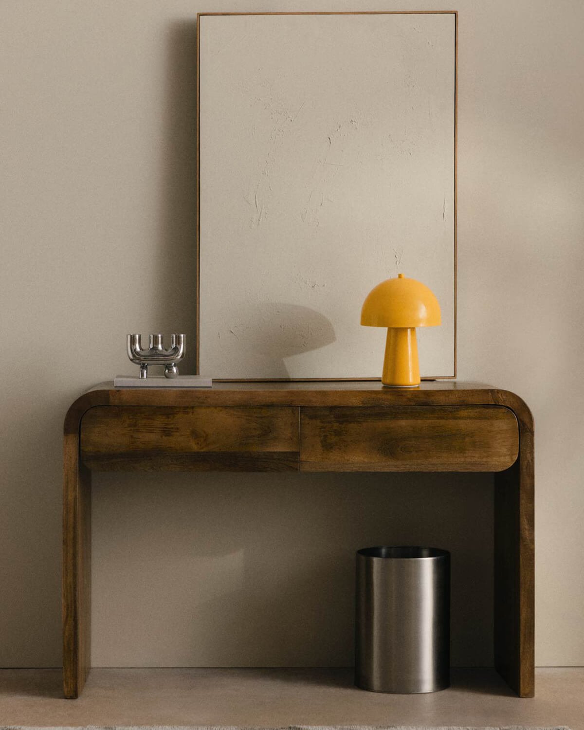 Console avec Deux Tiroirs en Bois de Mangue (120x40 cm) Vanille, image de la gelerie 2