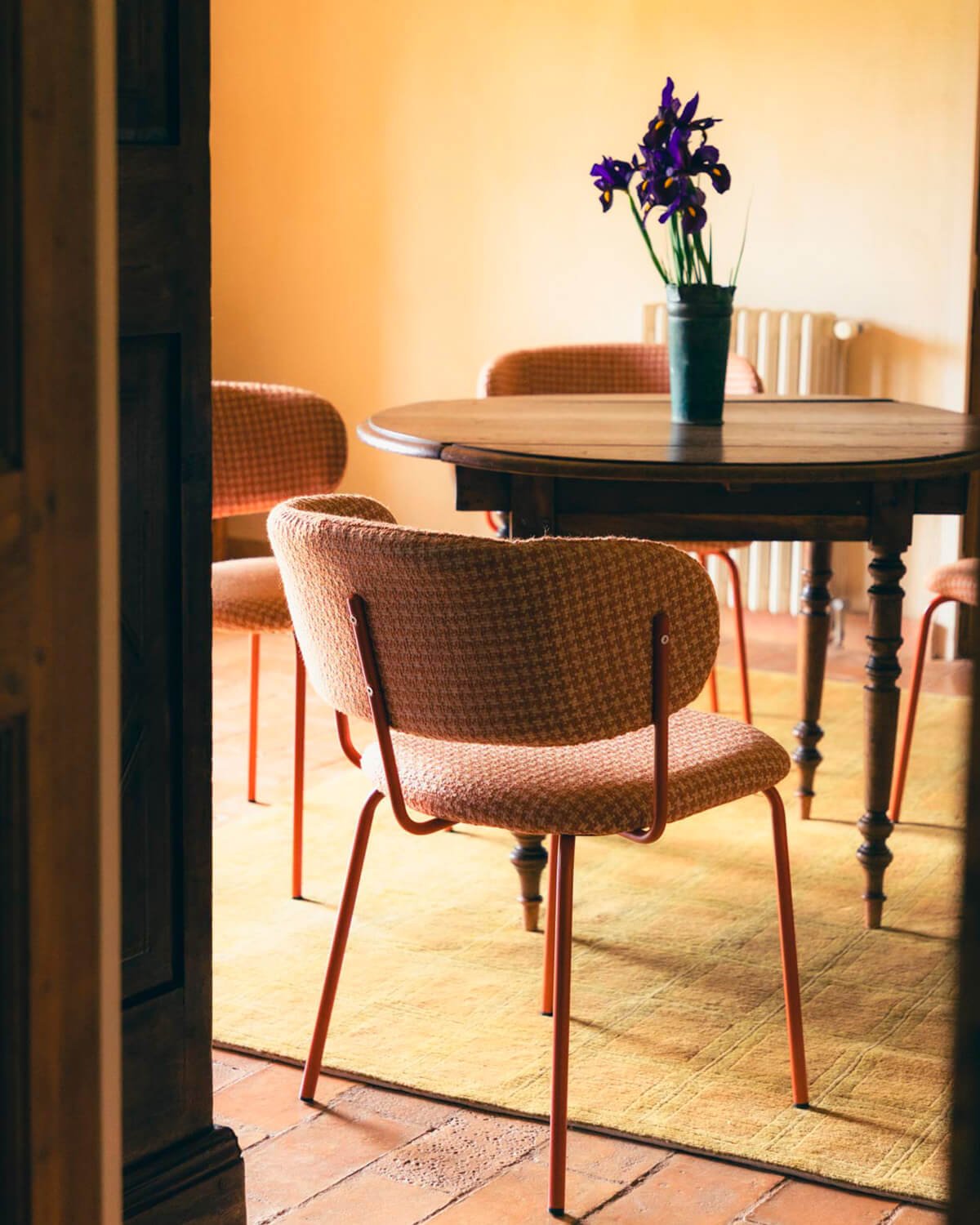 Chaise de Salle à Manger en Métal et Tissu avec Imprimé Bonse, image de la gelerie 2