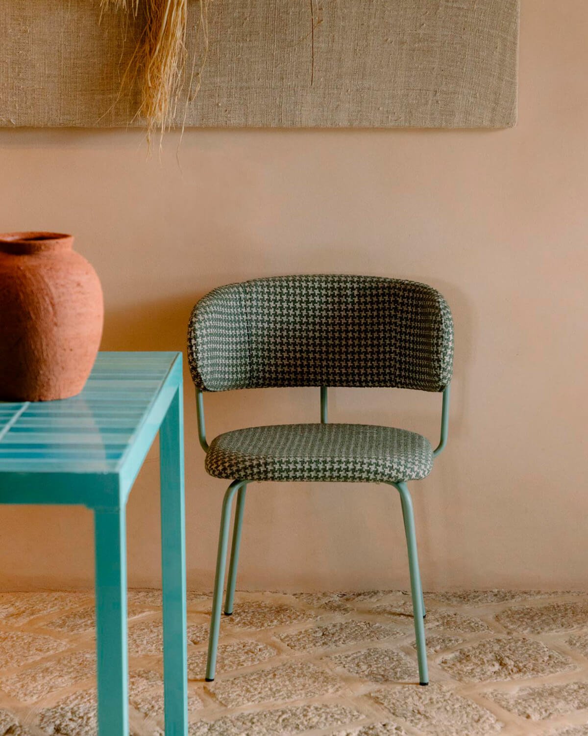 Chaise de Salle à Manger en Métal et Tissu avec Imprimé Bonse, image de la gelerie 2