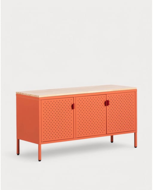 Buffet Bas 3 portes 115x40 cm en Acier Laminé et Bois de Pin Varys