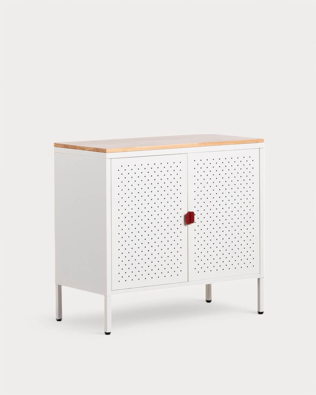 Buffet Bas avec 2 Portes en Acier Laminé et Bois de Pin Varys, image de la gelerie 1