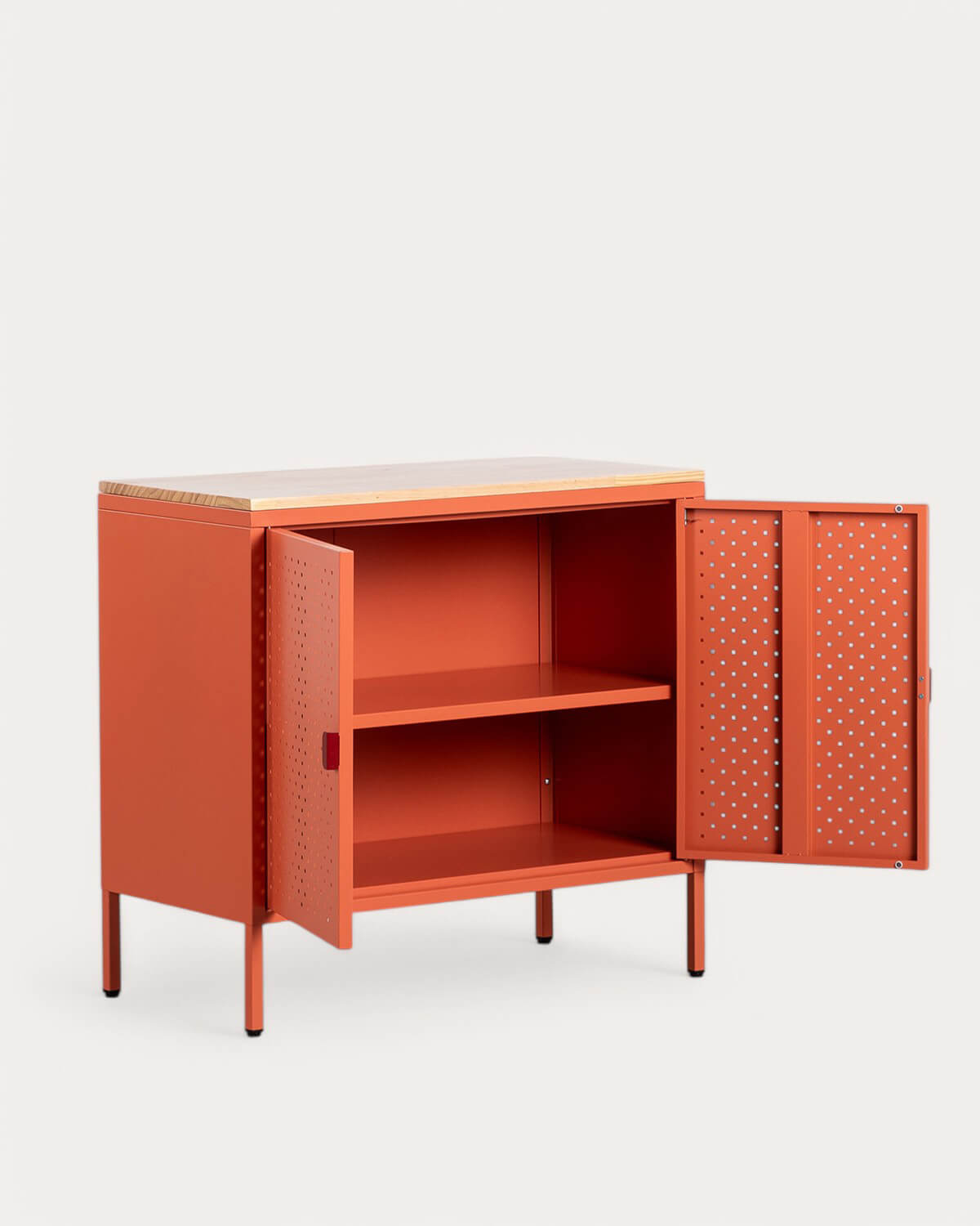 Buffet Bas avec 2 Portes 80x41 cm en Acier Laminé et Bois de Pin Varys, image de la gelerie 4