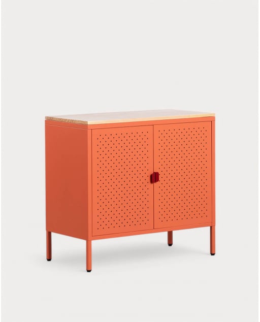 Buffet Bas avec 2 Portes 80x41 cm en Acier Laminé et Bois de Pin Varys