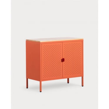 Buffet Bas avec 2 Portes en Acier Laminé et Bois de Pin Varys Orange Terra - The Masie
