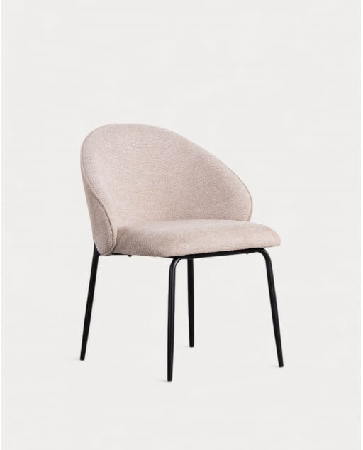 Pack 4 Chaises de Salle à Manger en Tissu et Métal Emna