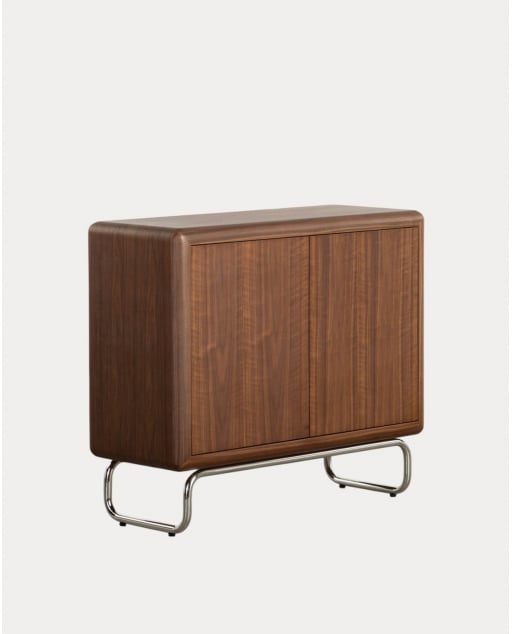 Buffet Bas avec 2 Portes en Bois et Métal Candela - Bois Foncé