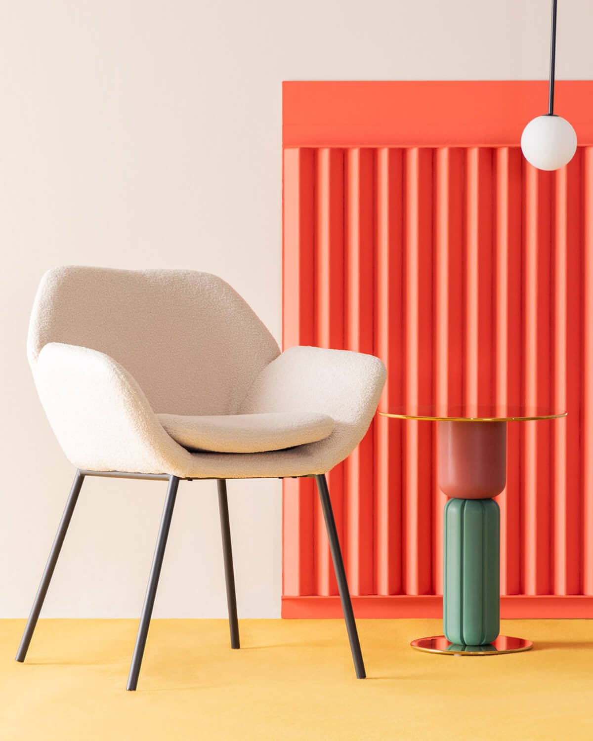 Chaise de Salle à Manger en Métal avec Accoudoirs Eider Bouclé, image de la gelerie 2