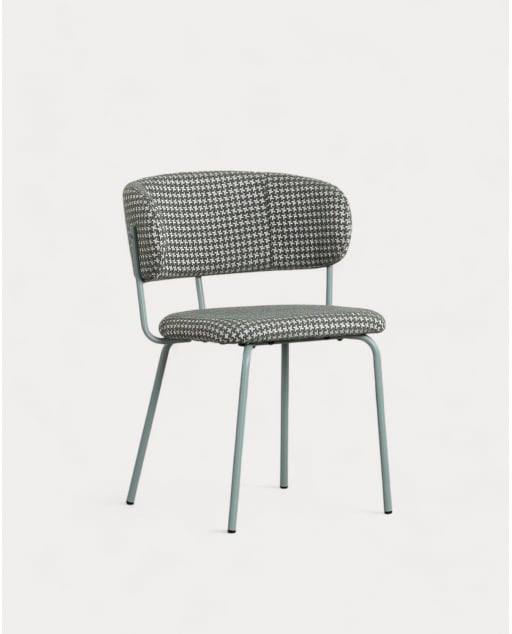 Chaise de Salle à Manger en Métal et Tissu avec Imprimé Bonse