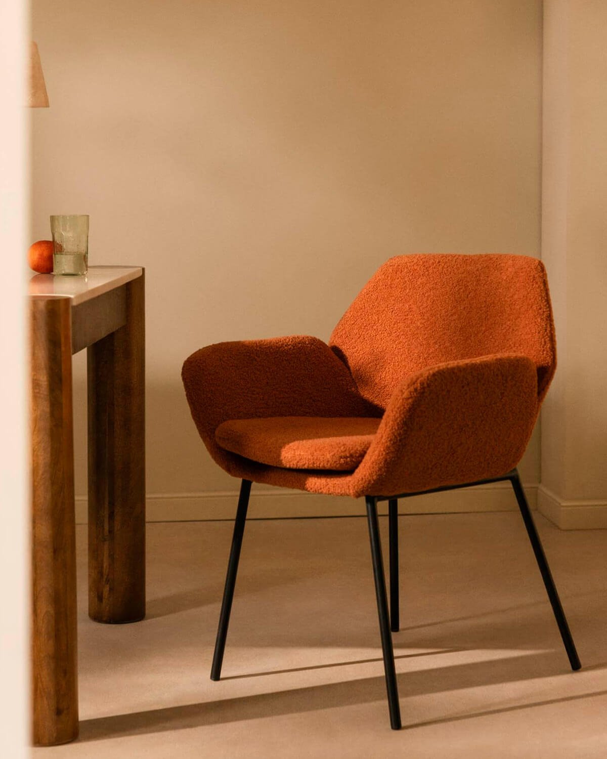 Pack 2 Chaises de Salle à Manger en Métal avec Accoudoirs Eider Bouclé, image de la gelerie 2