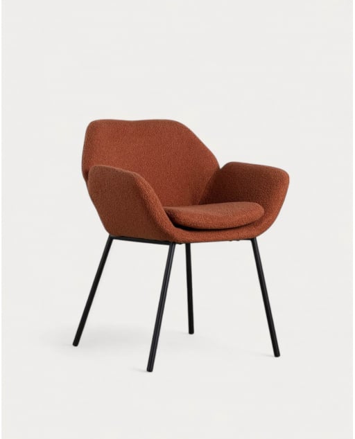 Pack 4 Chaises de Salle à Manger en Métal avec Accoudoirs Eider Bouclé