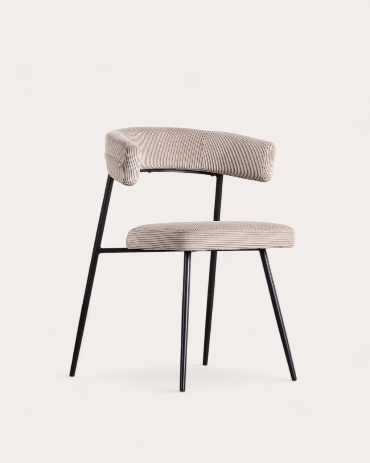 Chaise de Salle à Manger en Métal Velours Côtelé Eloise, image de la gelerie 1