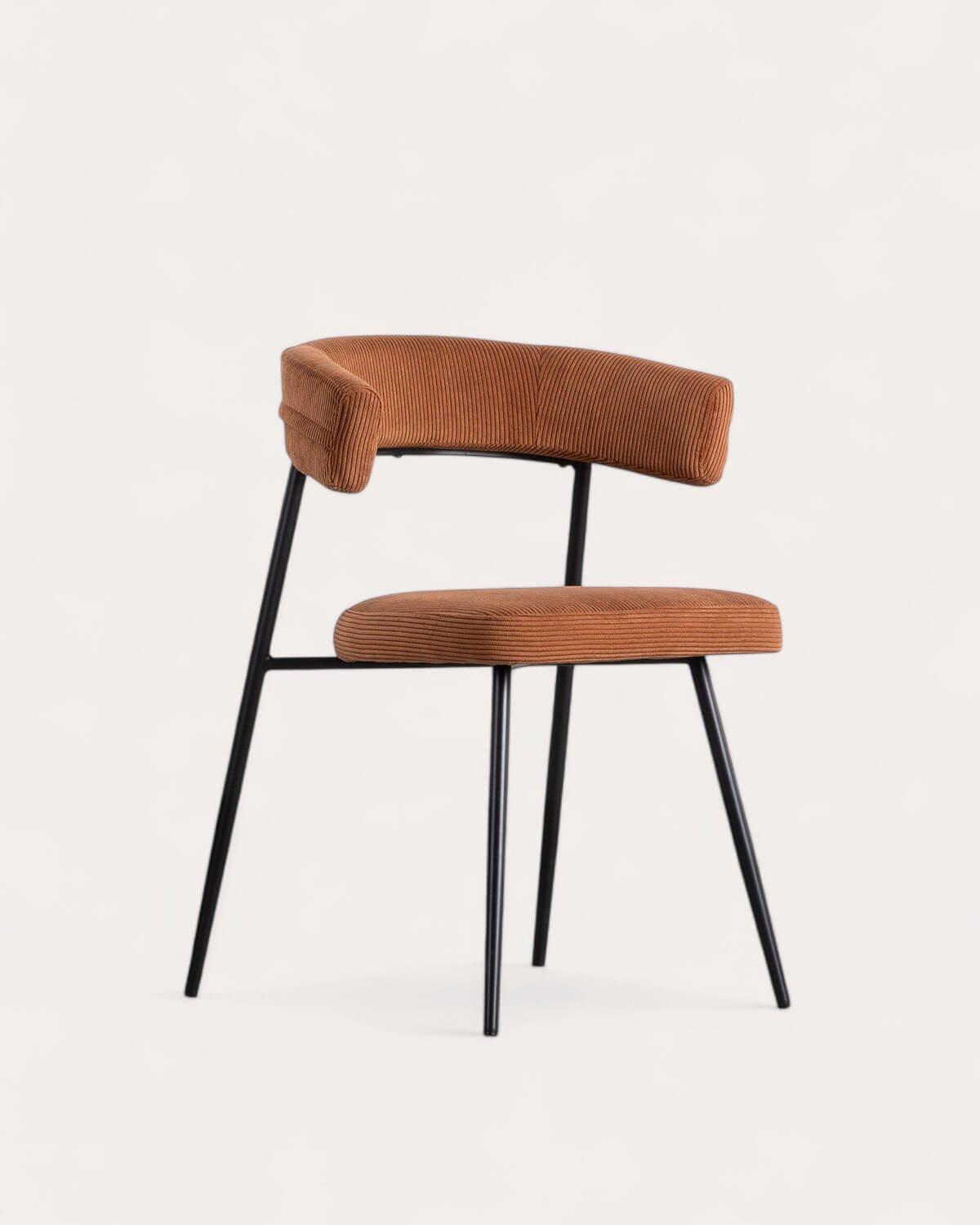 Chaise de Salle à Manger en Métal Velours Côtelé Eloise, image de la gelerie 1